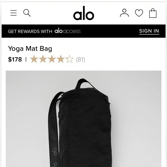 BRAND NEW Alo Black Yoga Mat Bag — NEVER USED - Picture 2 of 13